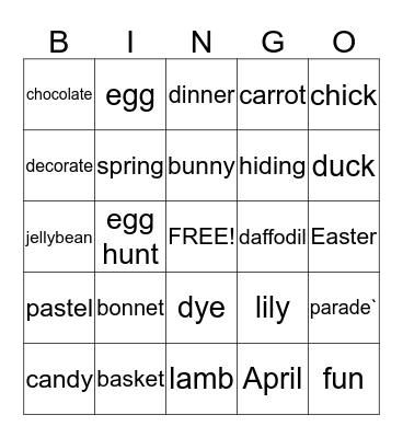 Easter Bingo Card