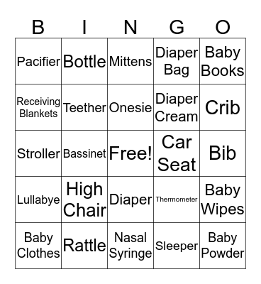 Baby Boy Bingo Card