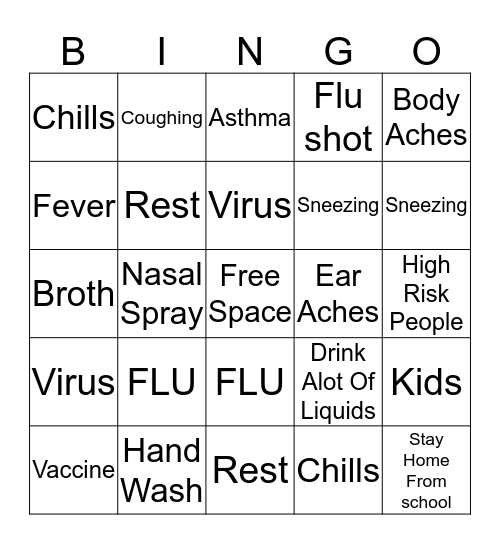 Flu Bingo  Bingo Card