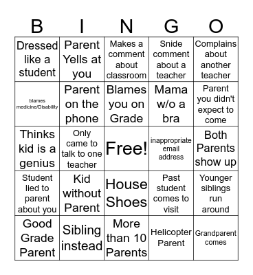 Open House BINGO Card