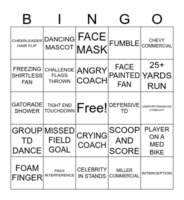 October 28, 2019. 2nd Half. Regular Bingo Card