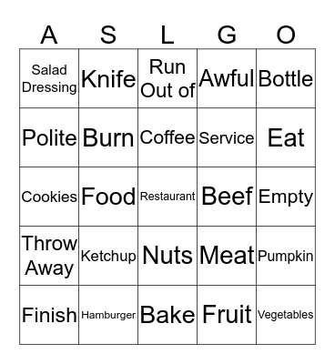 You are What you Eat List 1 and 2  Bingo Card