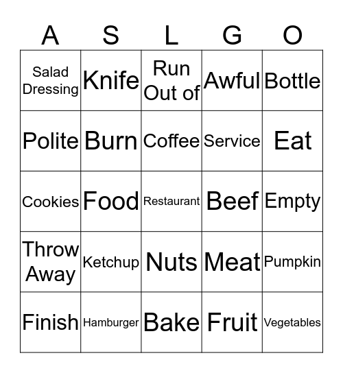 You are What you Eat List 1 and 2  Bingo Card