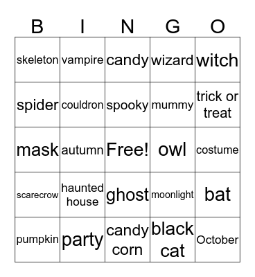 Halloween Bingo Card