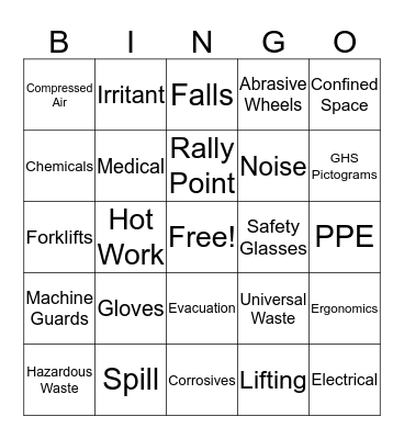 EHS BINGO Card