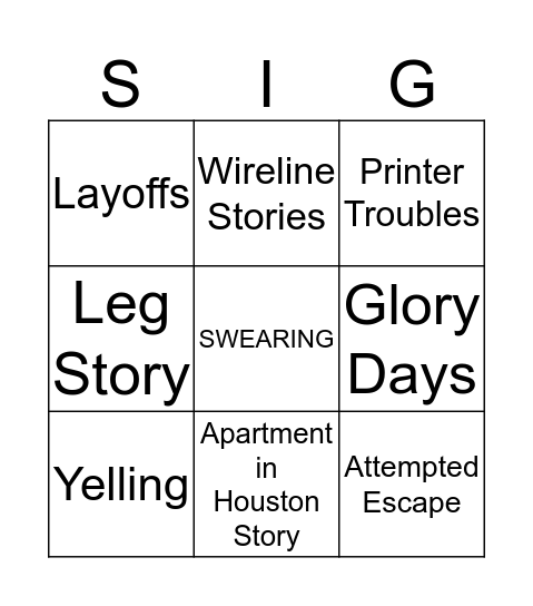 Stingo Bingo Card