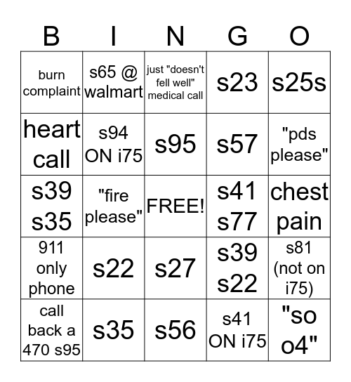 dispatcher bingo Card