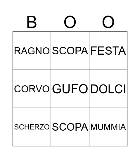 Halloween Bingo Card
