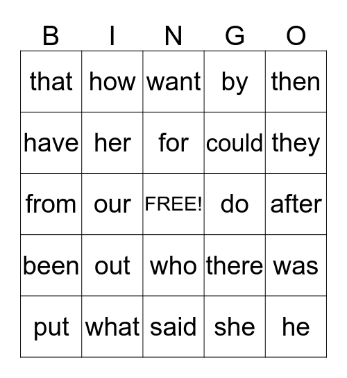 List 2 Bingo Card