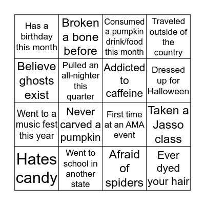 AMA Bingo Card