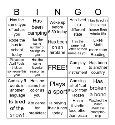 People Bingo Card