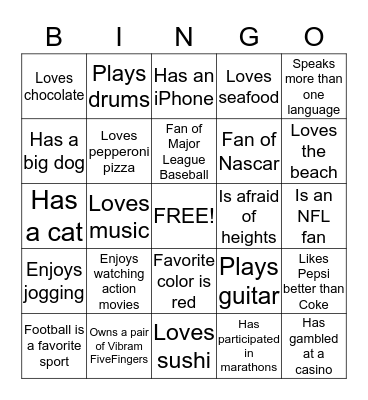 People BINGO Card