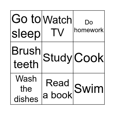 Verb Bingo! Bingo Card