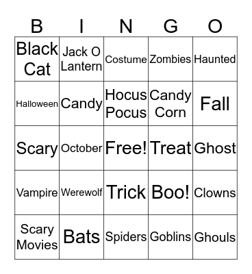 Happy Halloween! Bingo Card