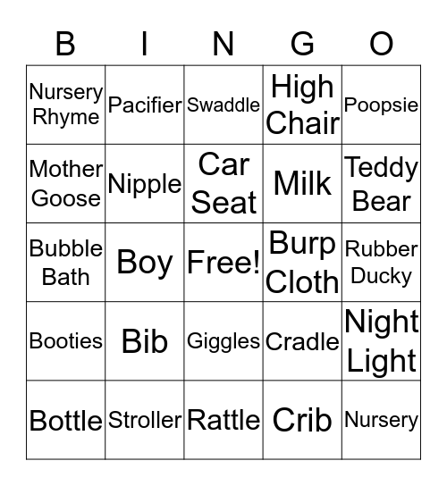 Boy! Oh Boy Bingo Card