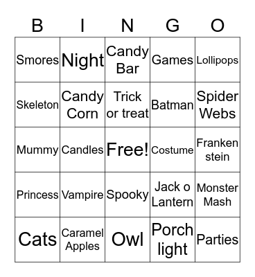 Halloween Bingo Card