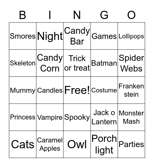 Halloween Bingo Card