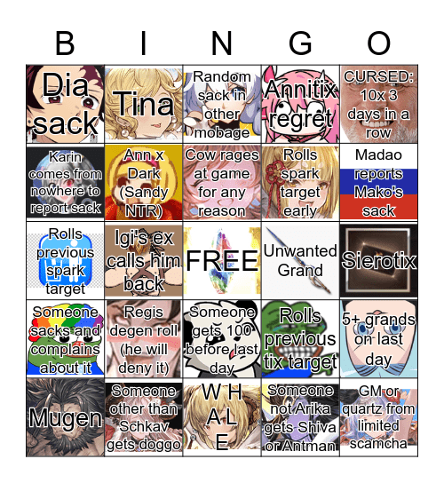 Crew Roulette+Scratcher Bingo 2020 Bingo Card