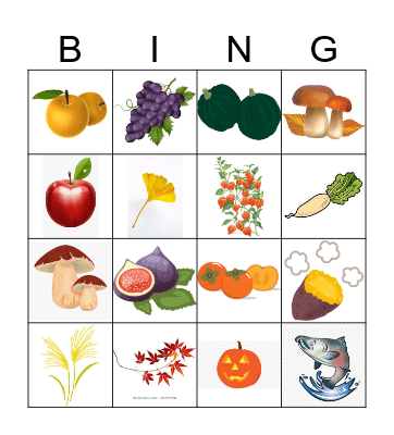 Harvest Fest Bingo Card