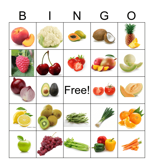 FRUITS & VEGETABLES Bingo Card