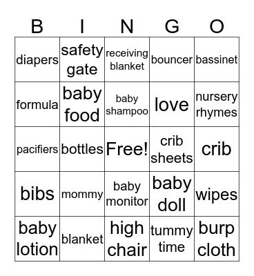 Baby Boy Bingo Card