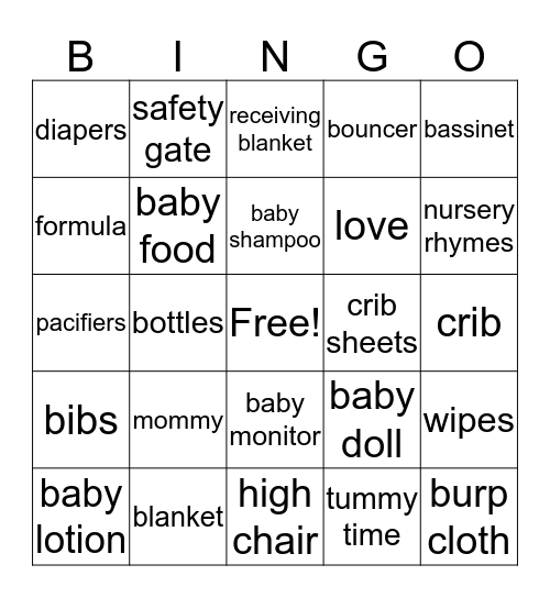 Baby Boy Bingo Card