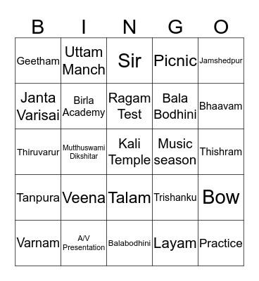 SGGV Housie Bingo Card