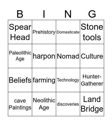 Stone Age Bingo Card