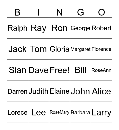 MOM Members Bingo Card