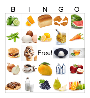 Food And Drink Bingo Card