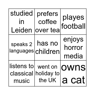 For each square, find a teacher who: Bingo Card