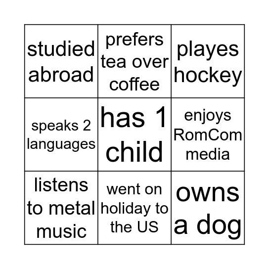 For each square, find a teacher who: who: Bingo Card