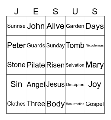 Resurrection Sunday Bingo Card