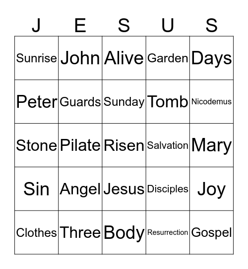 Resurrection Sunday Bingo Card