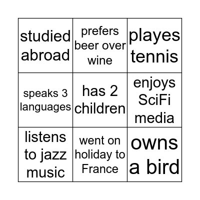 For each square, find a teacher who: who: Bingo Card