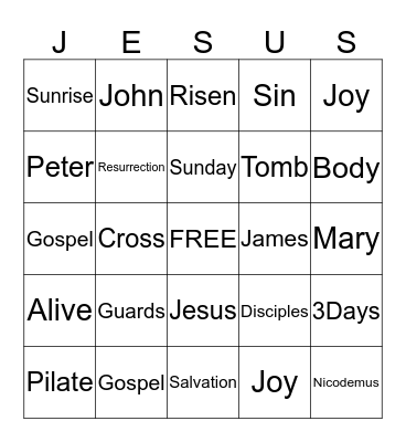 Resurrection Sunday Bingo Card