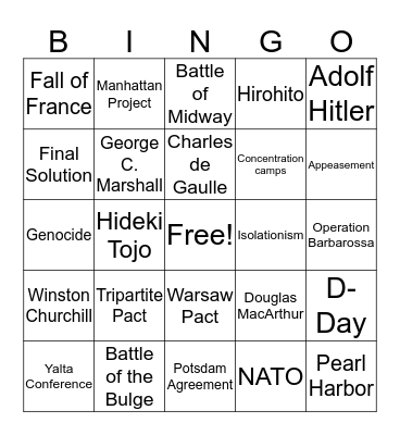 World War II Bingo Card