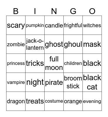 Halloween BINGO Card