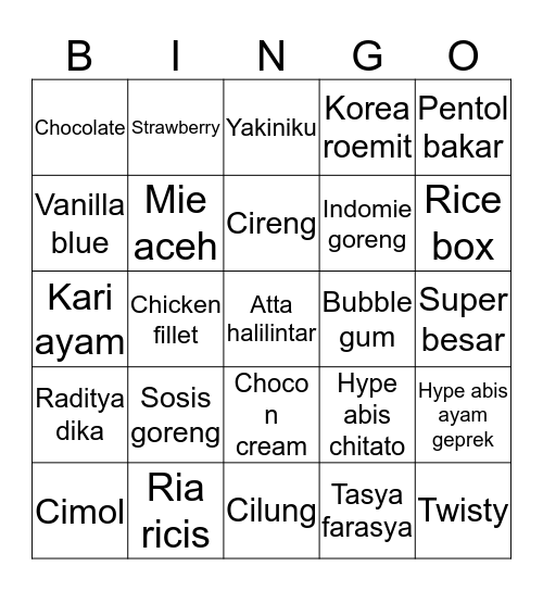 Hyeyoon Bingo Card