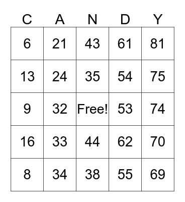 HAPPY HALLOWEEN Bingo Card