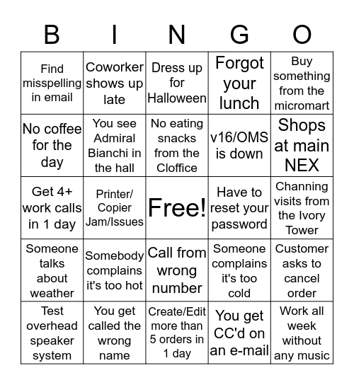 CS WEEK BINGO Card