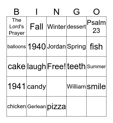 Happy Birthday, Martha! Bingo Card