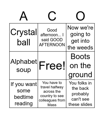 Conference Humor Bingo Card