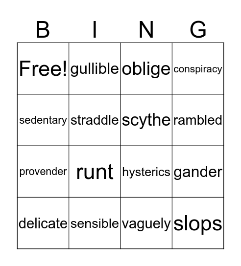 Charlotte's Web Bingo Card