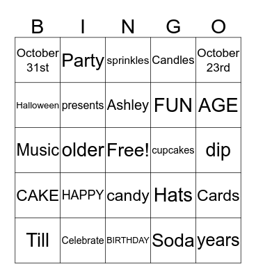 Birthdays! Bingo Card