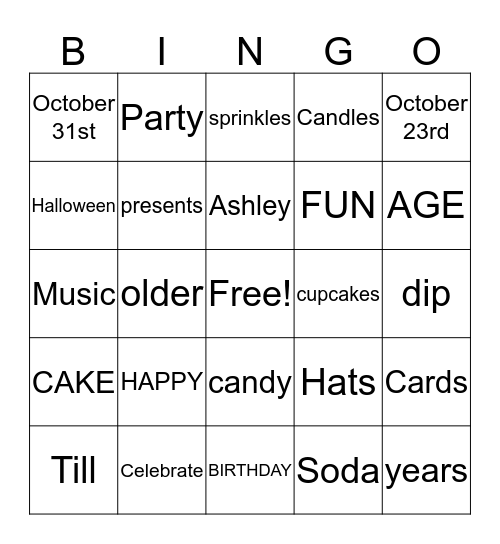 Birthdays! Bingo Card