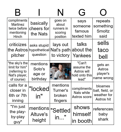 "Joe BUCK Yourself" BINGO Card