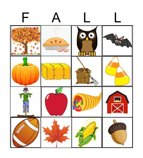 Fall Bingo Card