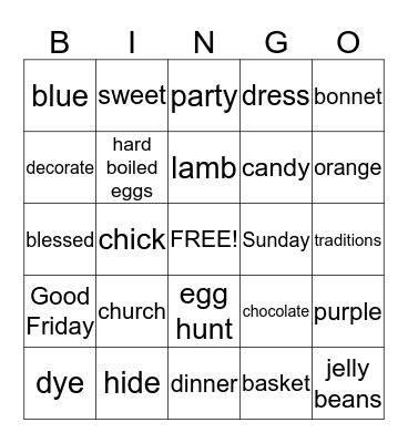 Easter Bingo Card