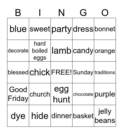 Easter Bingo Card